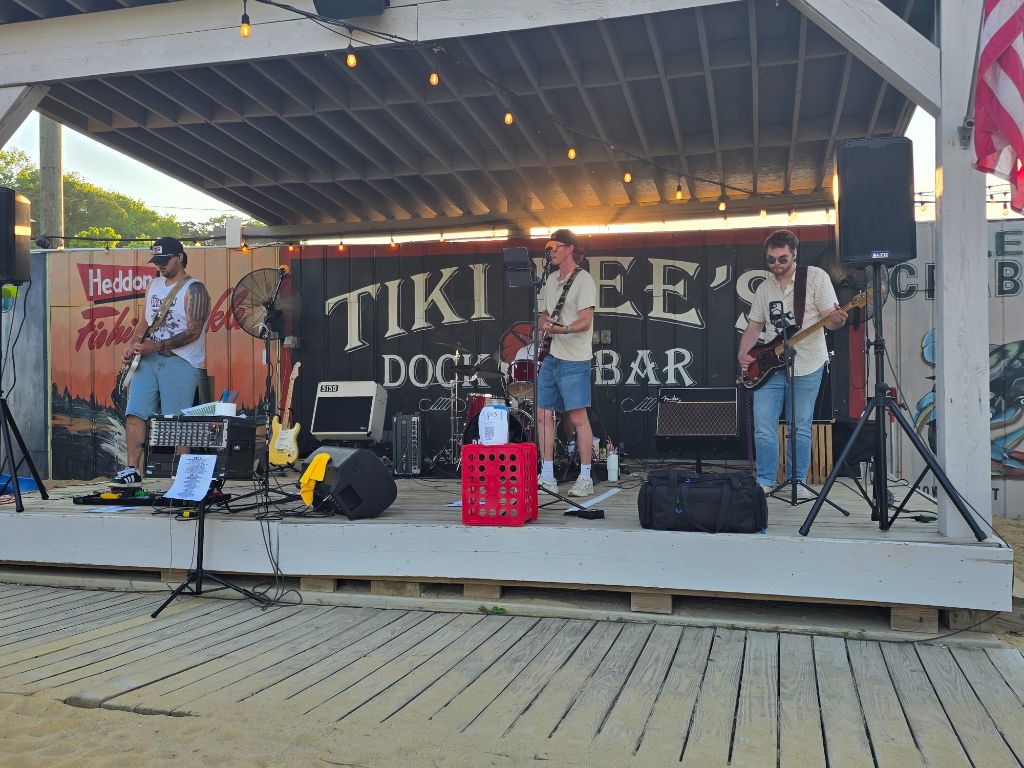 OLR playing as the sun sets at Tiki Lee's Dock Bar